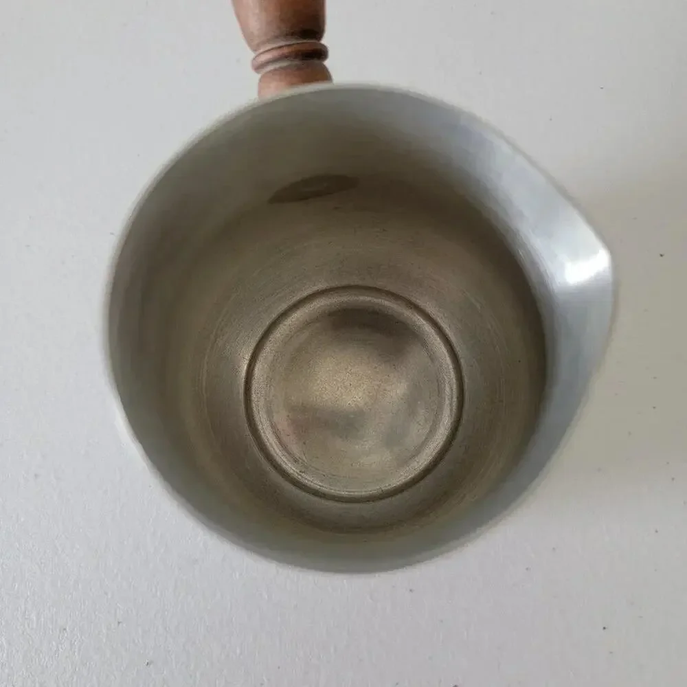 Vintage International Pewter Brandy Warmer Stainless Steel with Wooden Handle